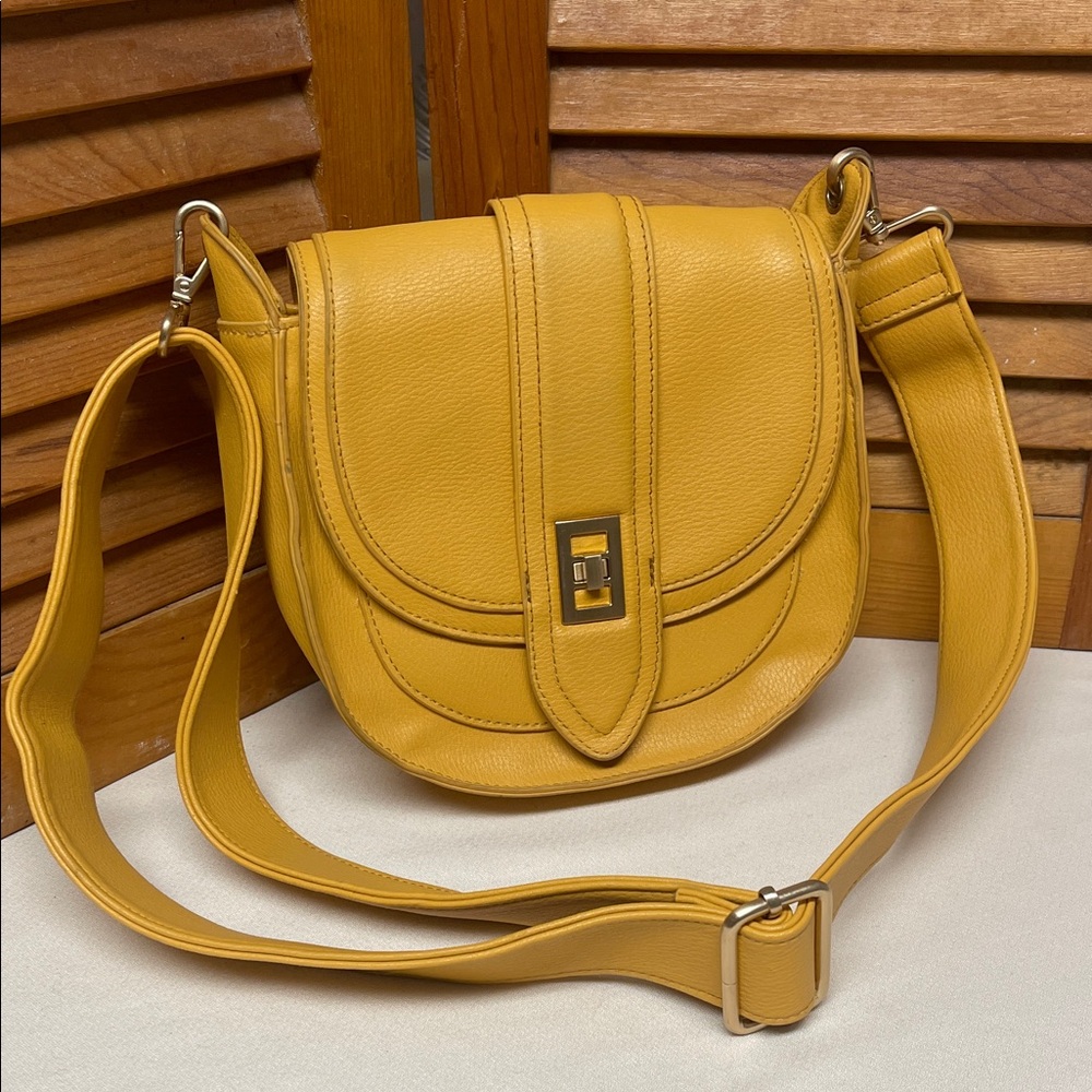 Yellow Vegan Leather Crossbody Bag